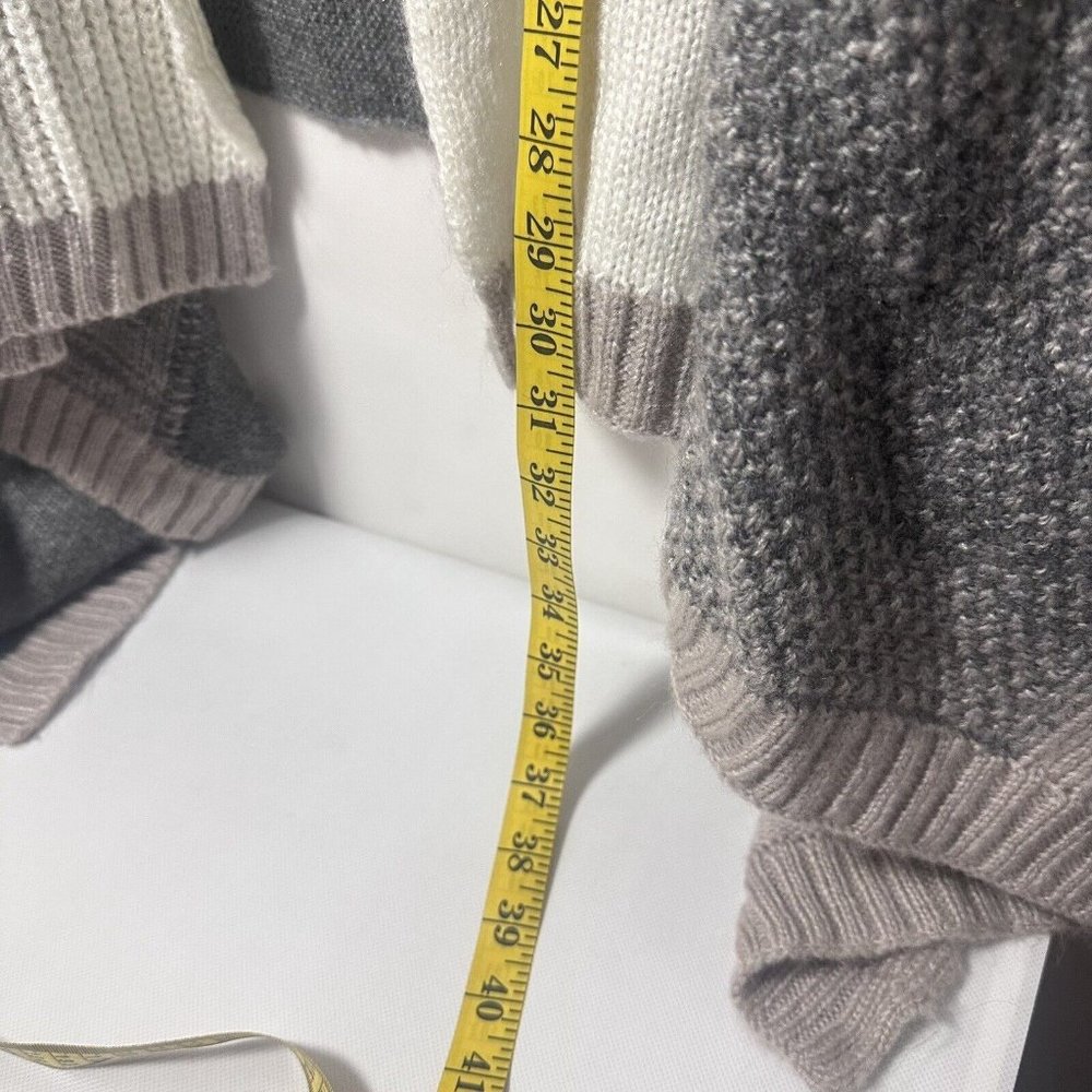 Chico's Sweater Womens Large Gray Patchwork Open … - image 5